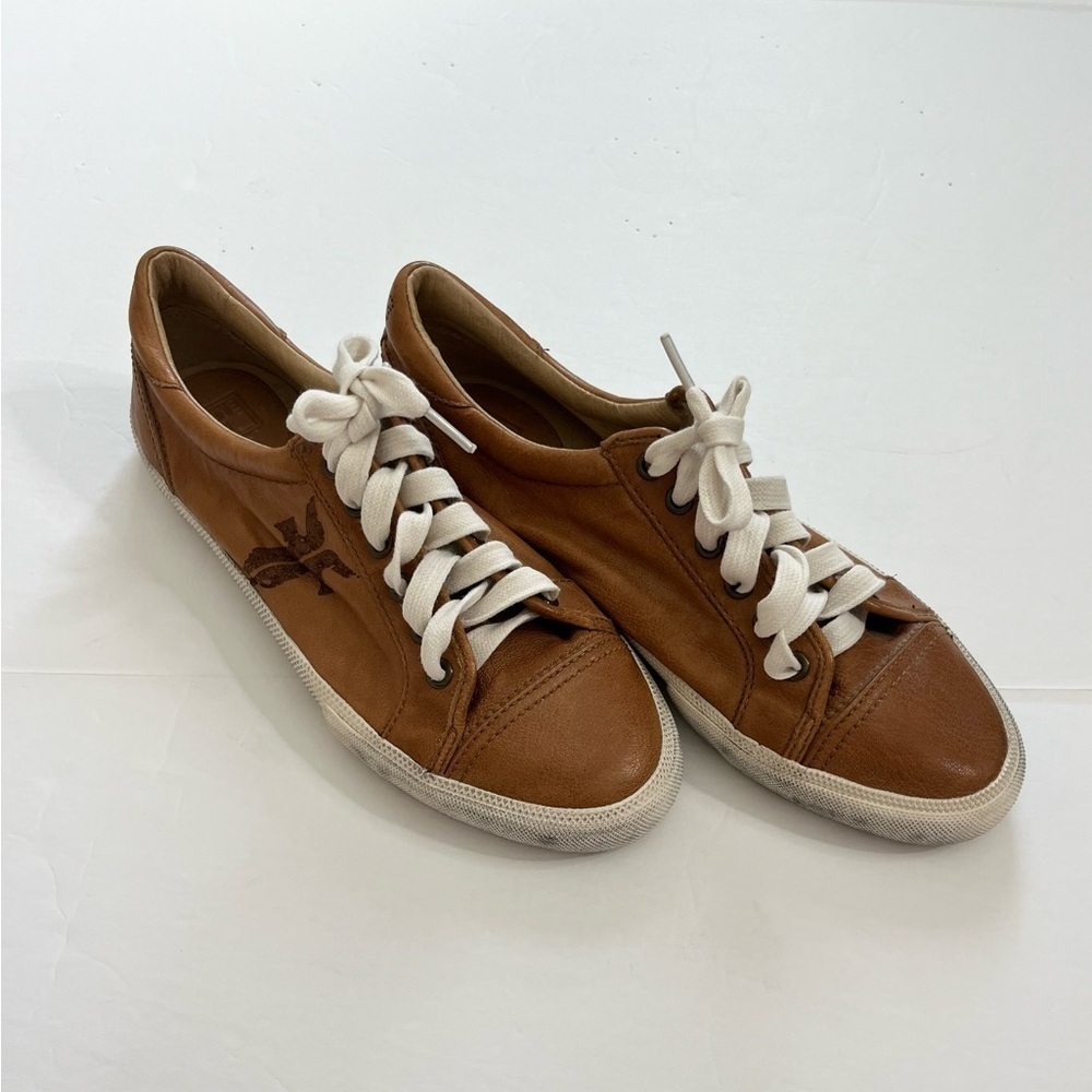 Frye Kira Low Top Brown Leather Sneakers Size 10